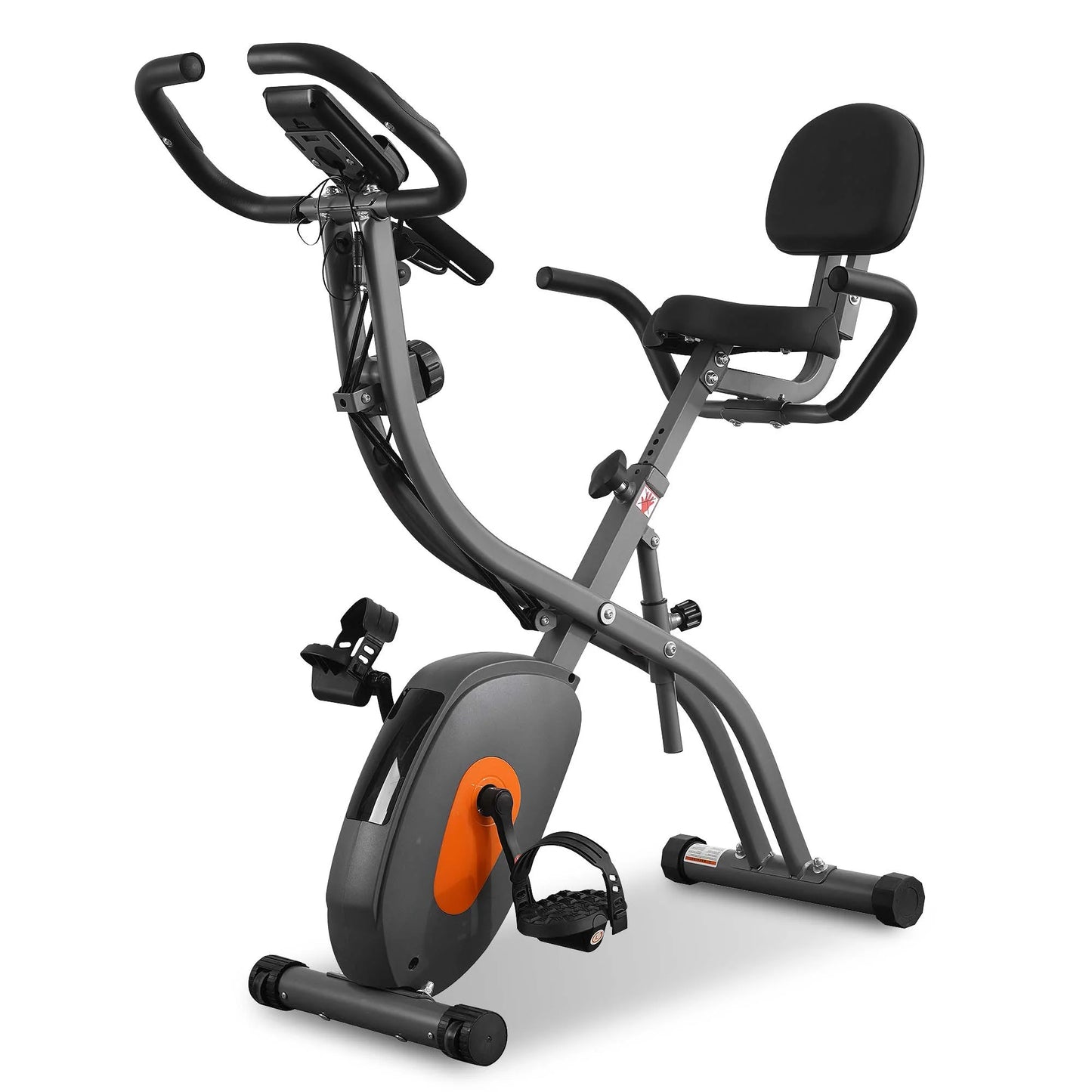 Folding Exercise Bike Stationary Magnetic Recumbent 3 in 1 Adjustable Arm Resistance Bands for Home Use